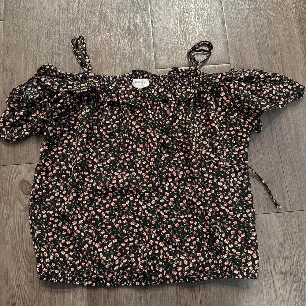 Women's Vintage floral fairy‎ cold shoulder romantic top